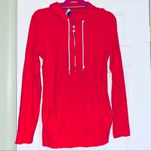 Tommy Hilfiger red hooded half zip top size S